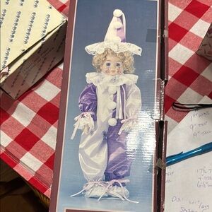 Purple and White Clown Doll